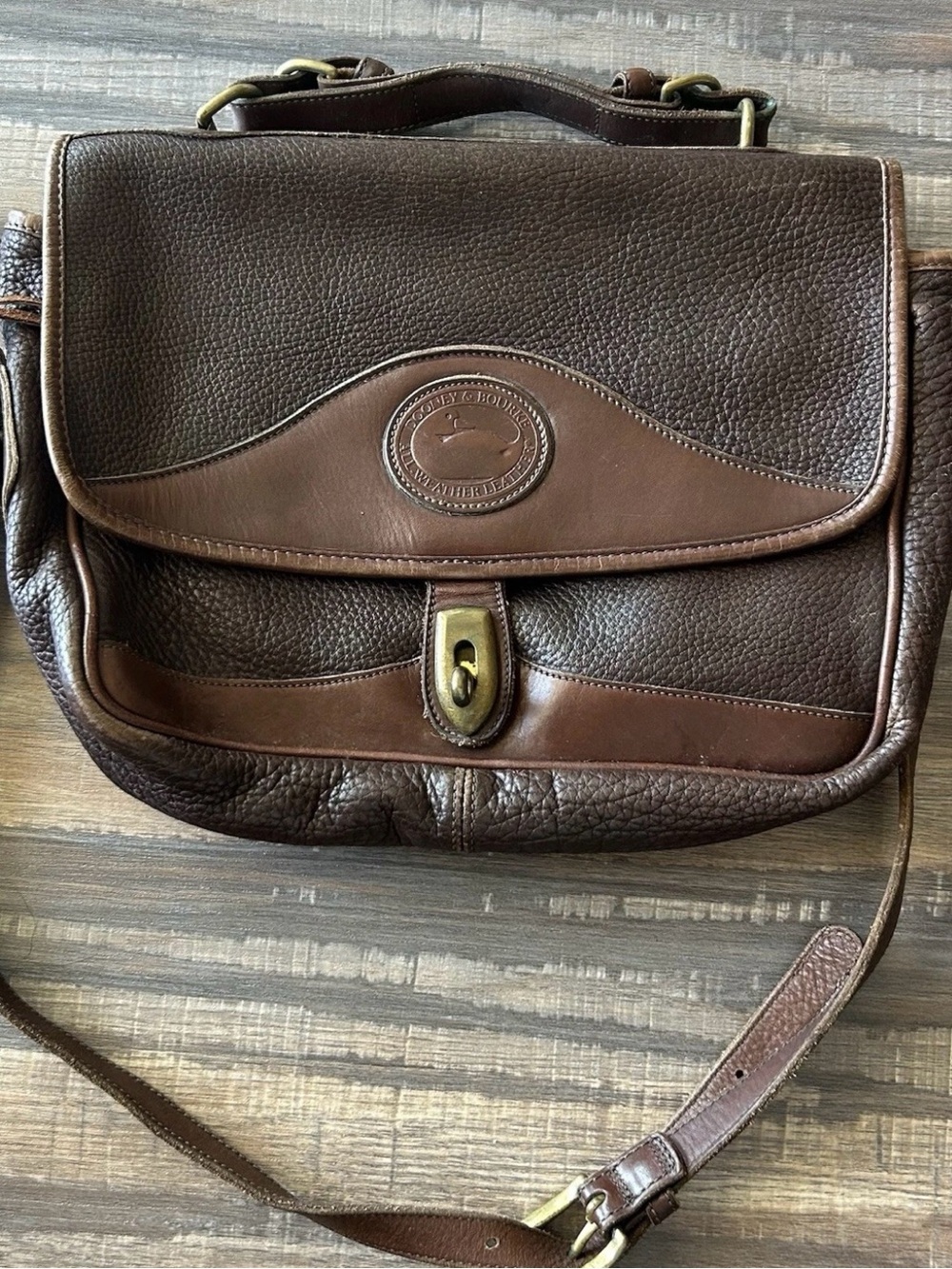 Dooney & Bourke Leather Briefcase Messenger Bag Brown Pebbled Crossbody USED